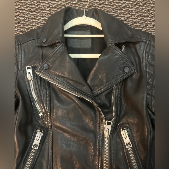 All Saints Black Leather Biker jacket - Picture 6 of 16